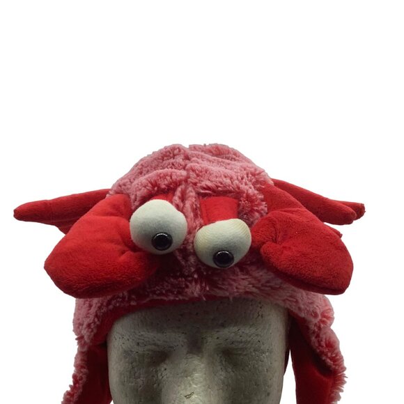Maine Red Lobster Plush Hat Cat Down by the Sea Ear Flaps Ocean Sea Novelty OS - Picture 2 of 6